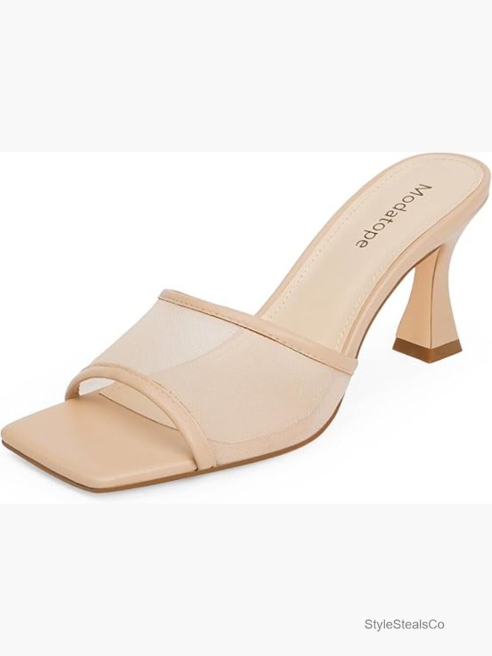 Heeled Sandals Square Toe Slip On Block Heel 3 Inch Women's Size
